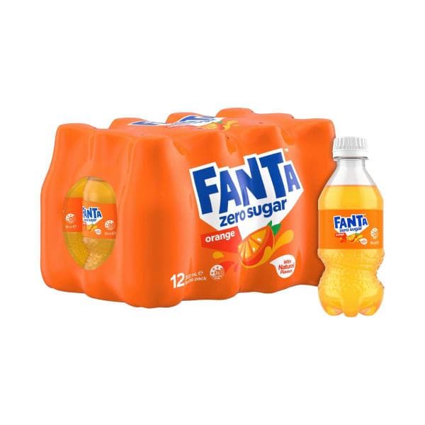 Fanta Orange Zero Sugar Soft Drink Multipack Bottles 300ml | 12 Pack