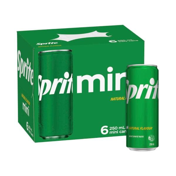 Sprite Lemonade Soft Drink Multipack Mini Cans 250ml | 6 Pack