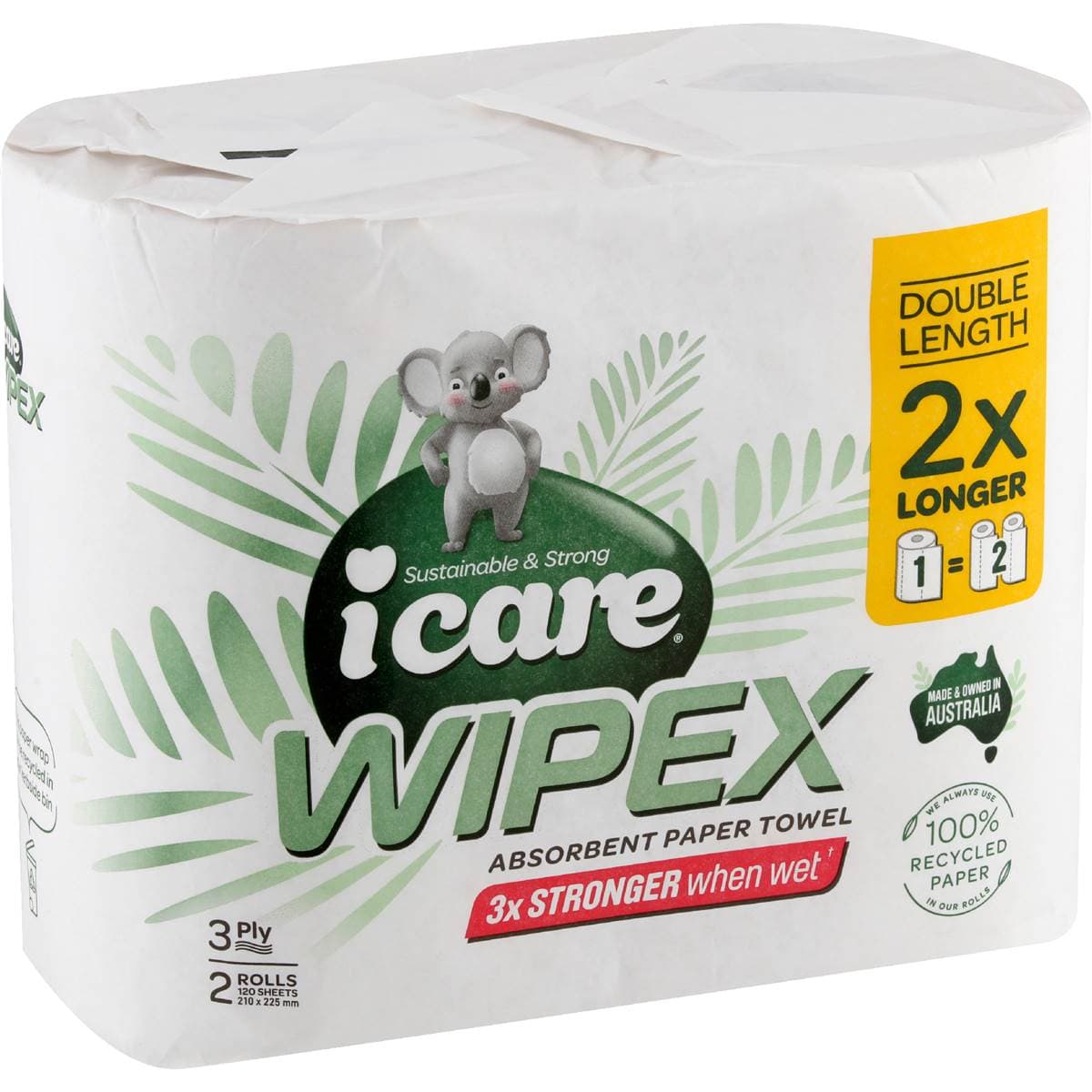 icare Wipex Recycled Double Length 3 Ply Paper Towel