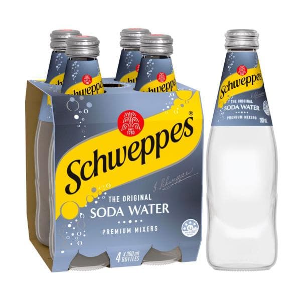 Schweppes Soda Water Glass Bottle