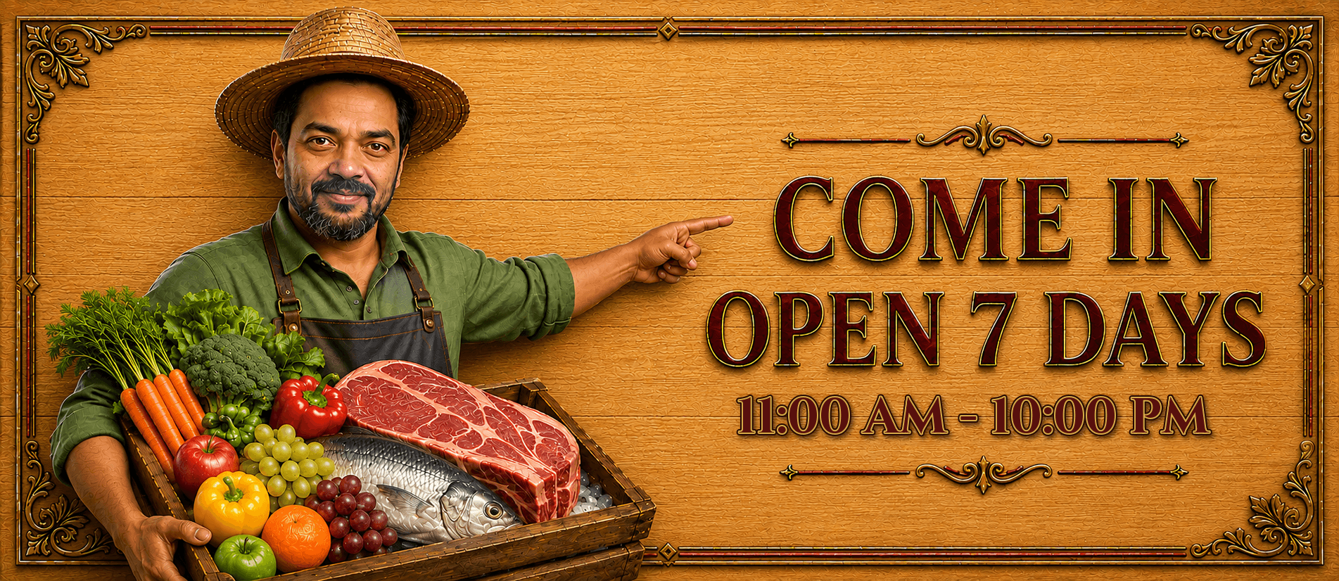 Come In — Open 7 Days, 11:00AM to 10:00PM
